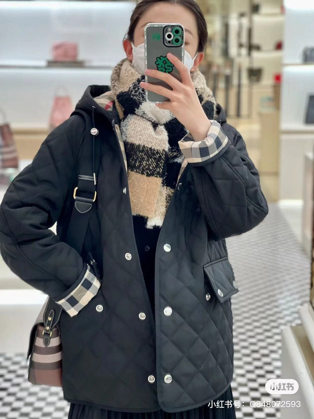 Burberry Diamond-Quilted Hooded Jacket — context