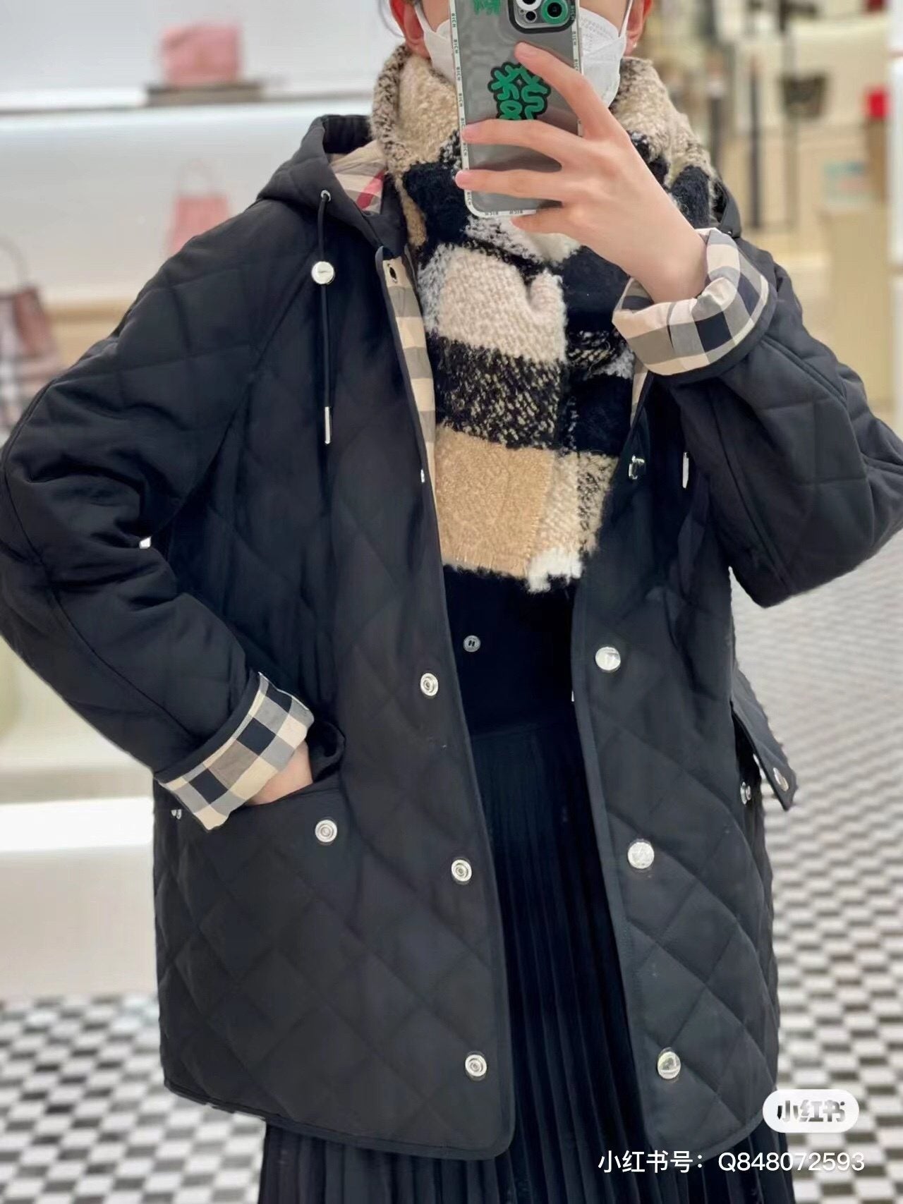 Burberry Diamond-Quilted Hooded Jacket — model