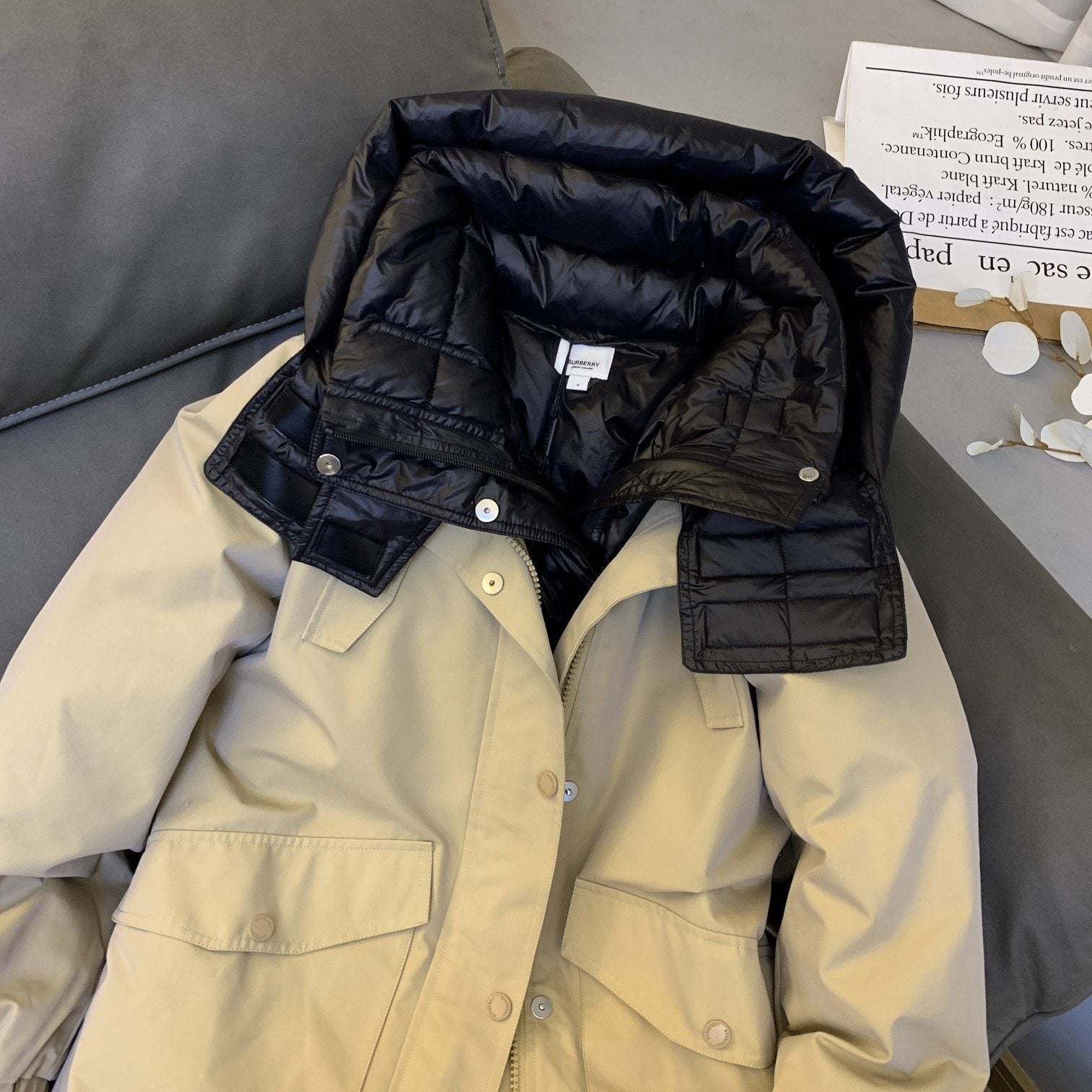 Burberry Hooded Detachable Two-Piece Long Down Jacket — detail