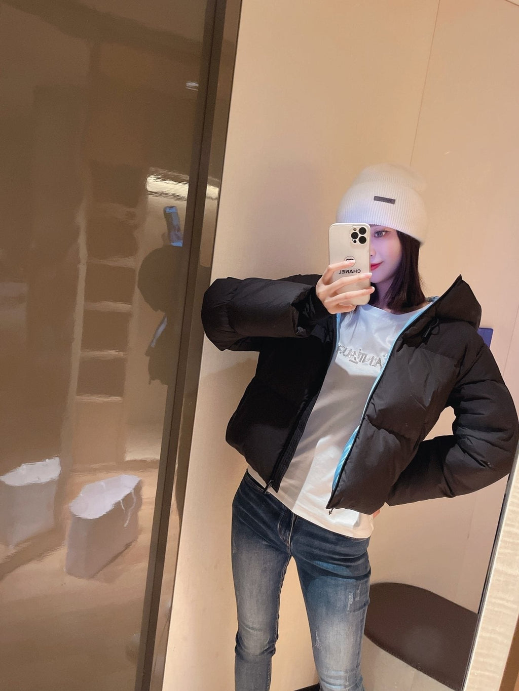 Prada Hooded Short Down Jacket — context