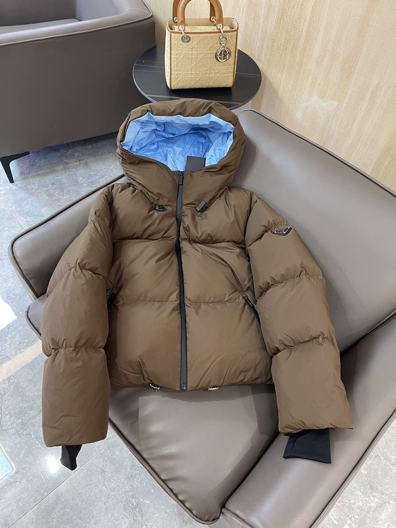 Prada Hooded Short Down Jacket — front
