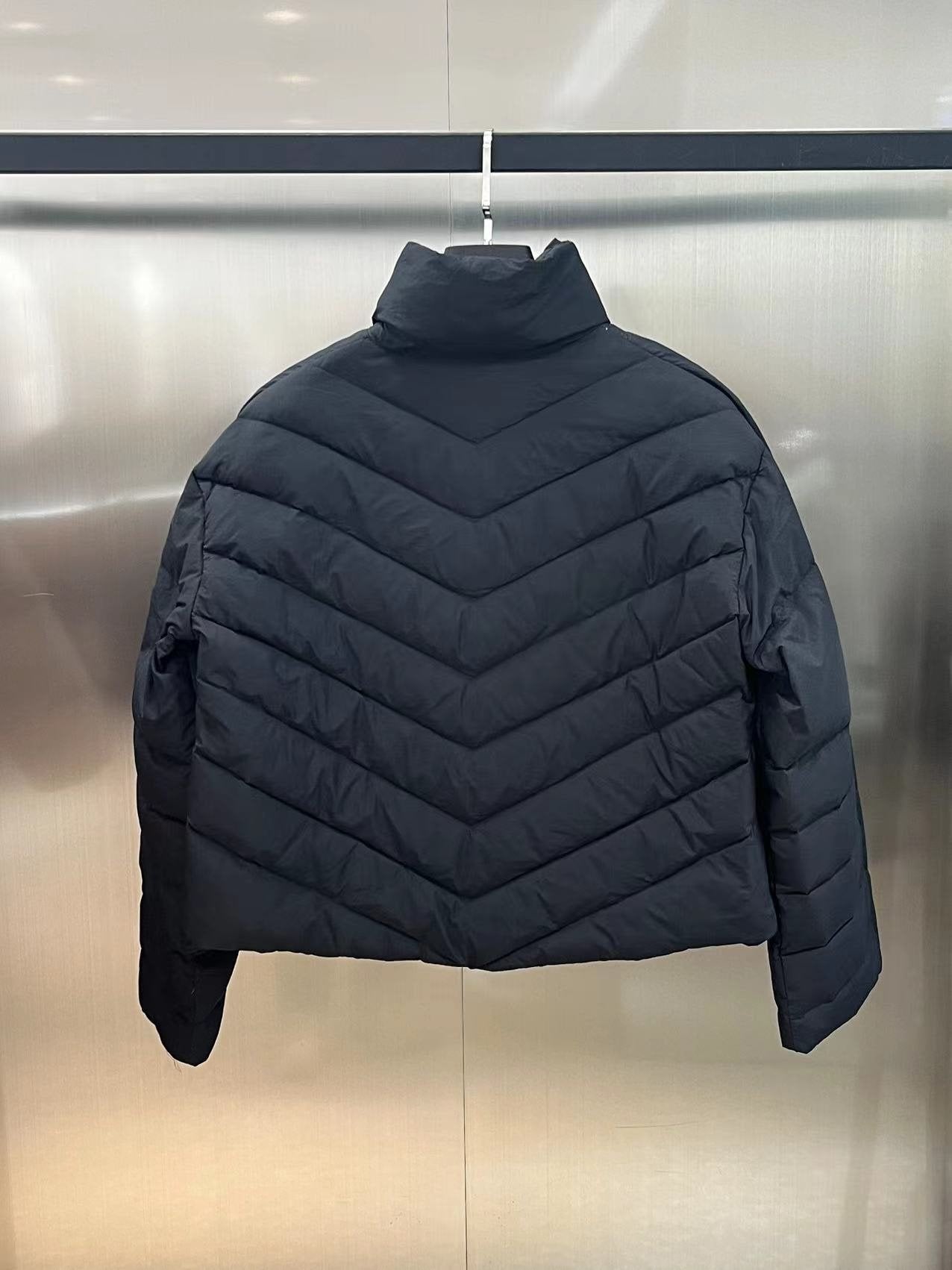 Moncler Letter Graphic Cropped Puffer Coat — back