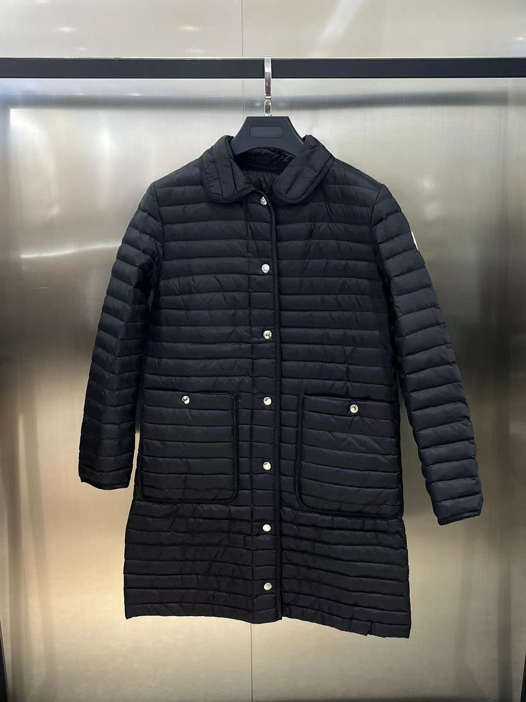 Moncler Women's Long Quilted Button-Front Down Coat — front