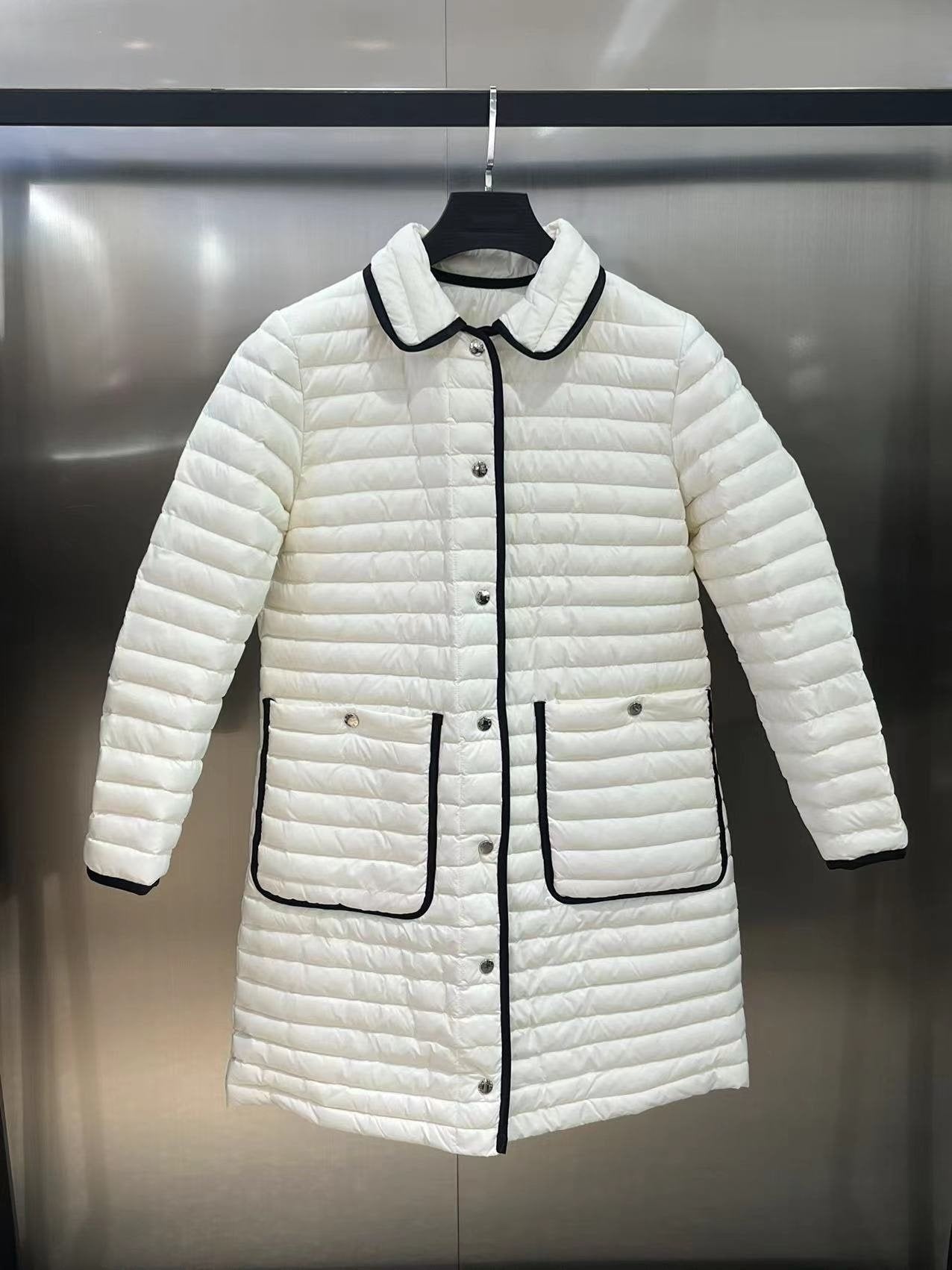 Moncler Women's Long Quilted Button-Front Down Coat — front