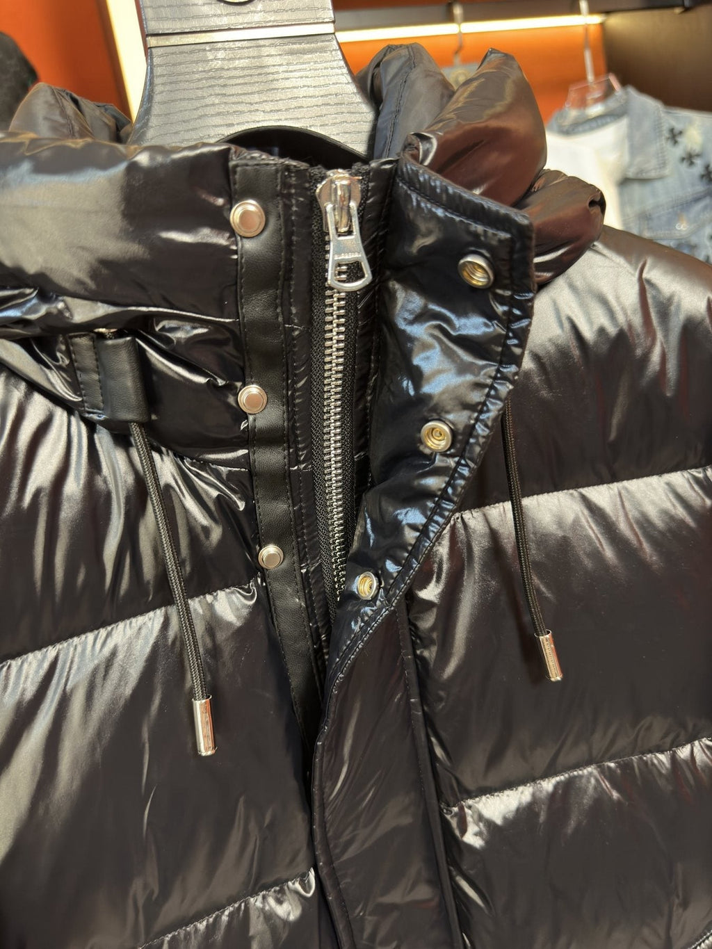 Burberry Hooded Glossy Quilted Puffer Jacket — detail