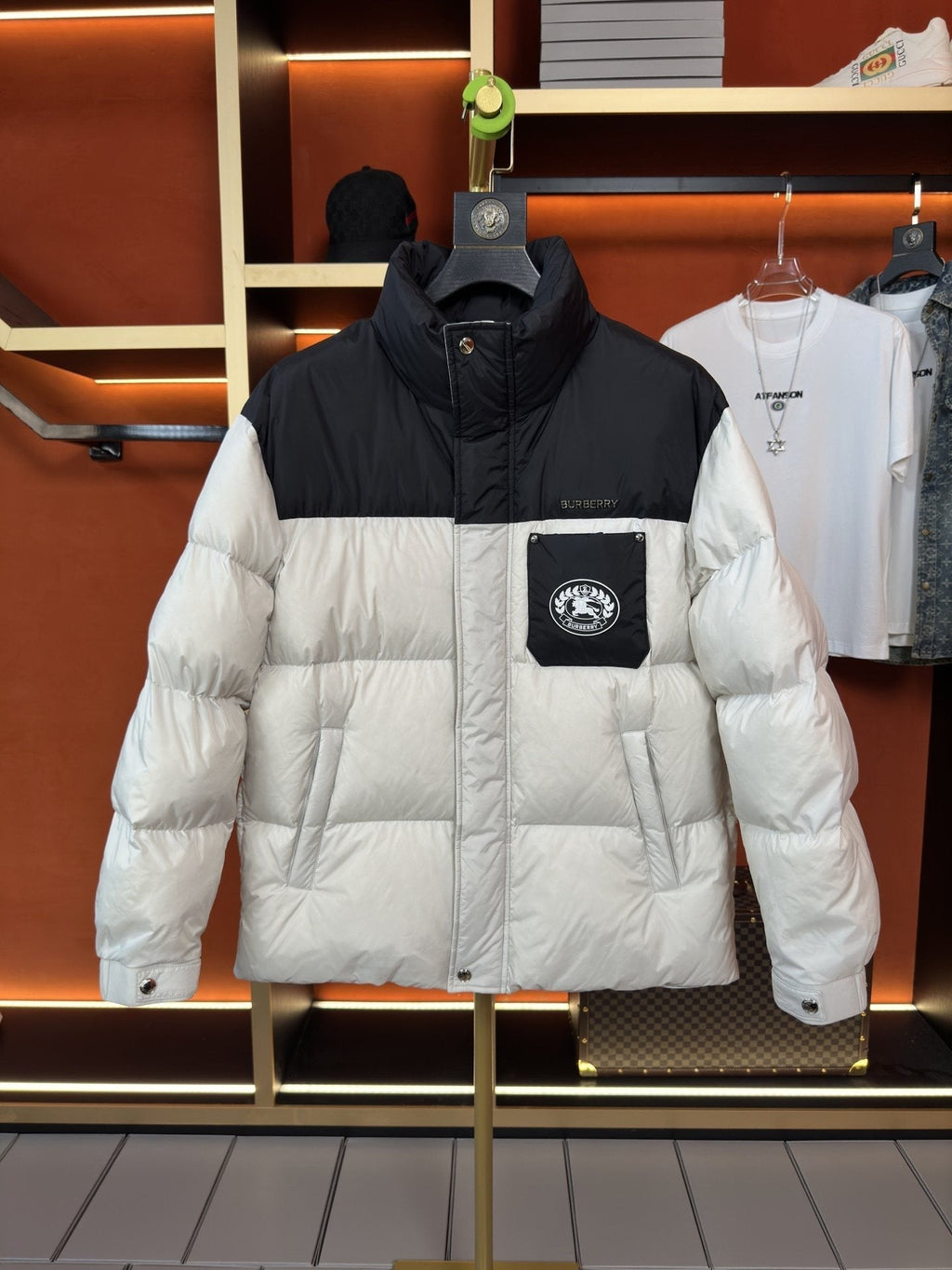 Burberry Color-Block Quilted Puffer Jacket — hero