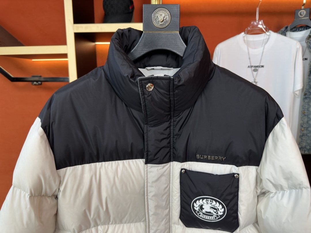 Burberry Color-Block Quilted Puffer Jacket — detail