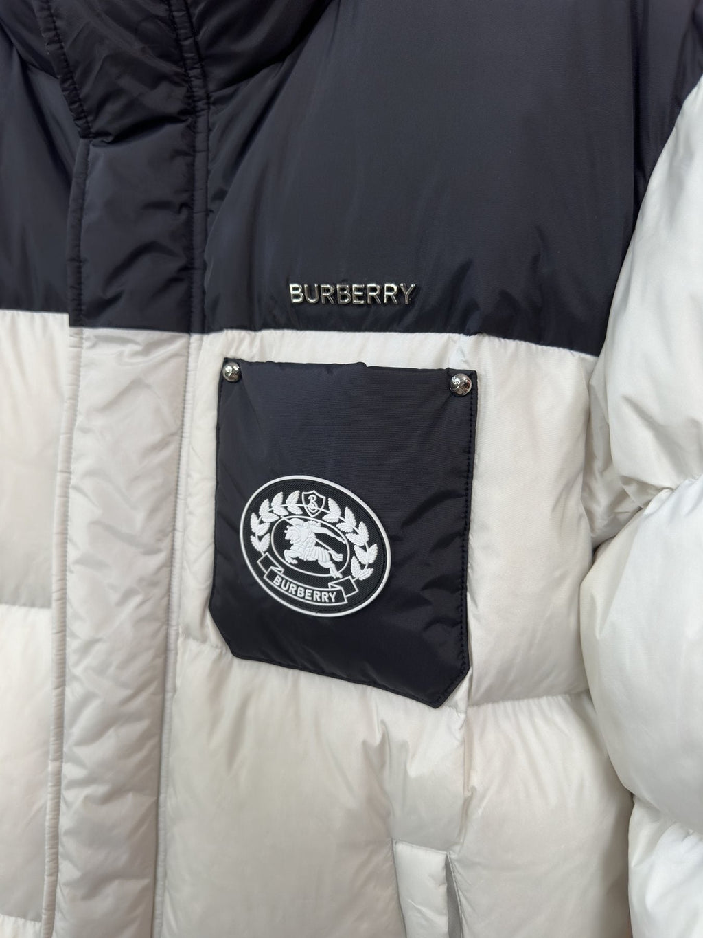 Burberry Color-Block Quilted Puffer Jacket — detail