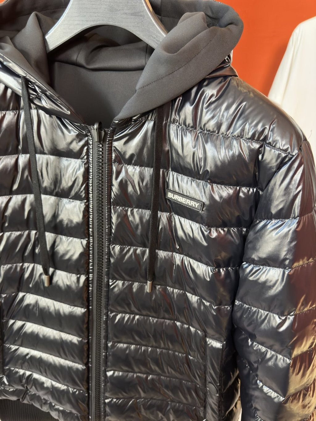 Burberry Reversible Black Hooded Puffer Jacket — detail