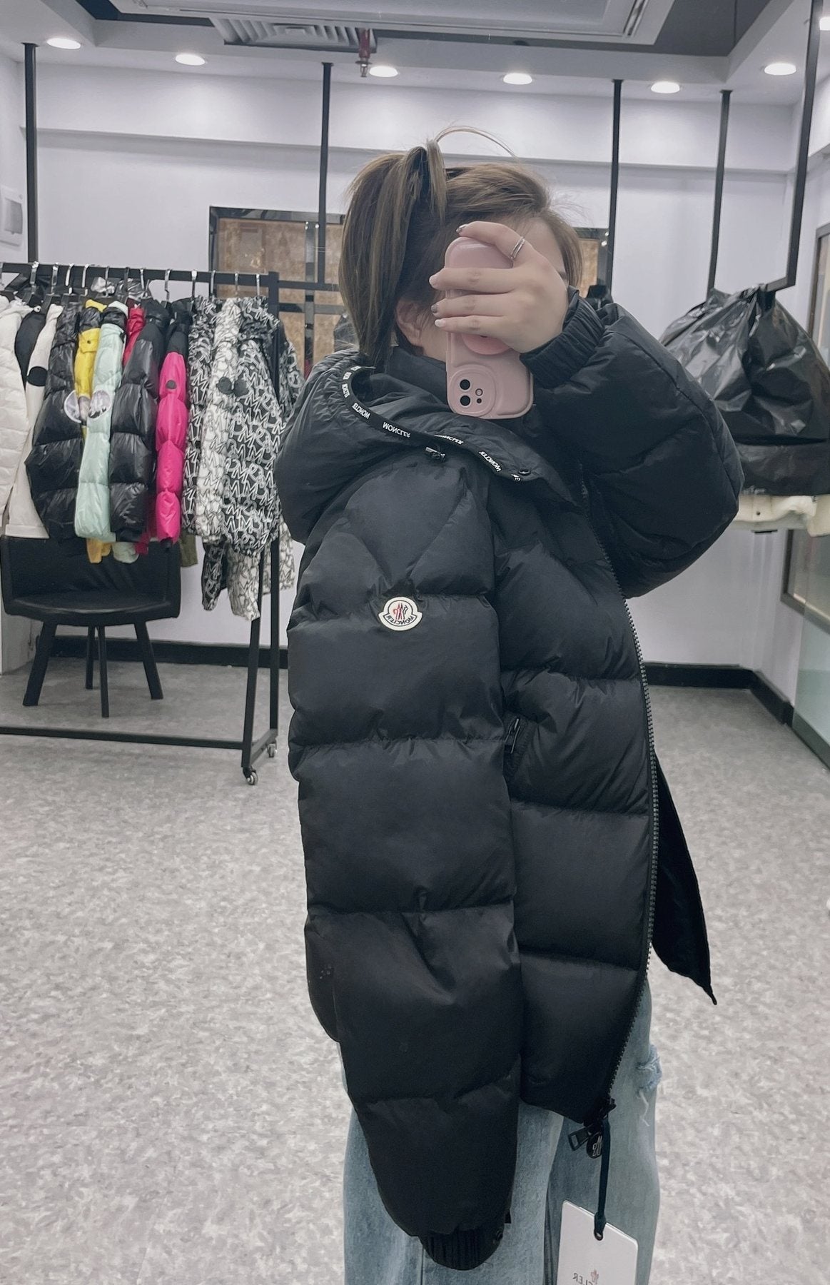 Moncler Black Detachable Hood Quilted Short Down Coat — context