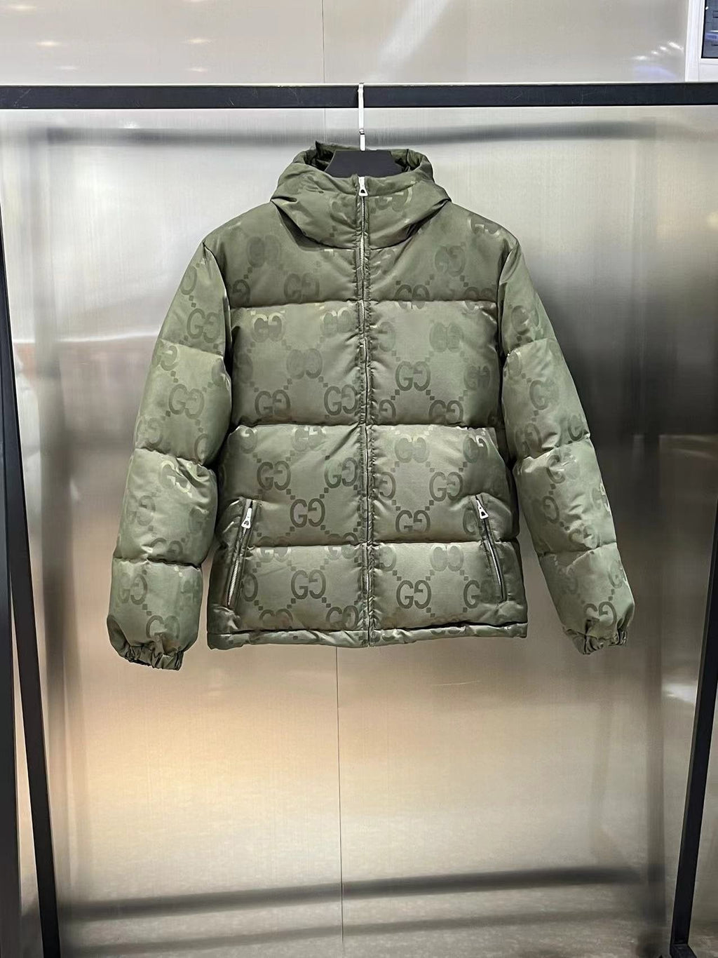 GUCCI Hooded Tonal Monogram Puffer Jacket — front
