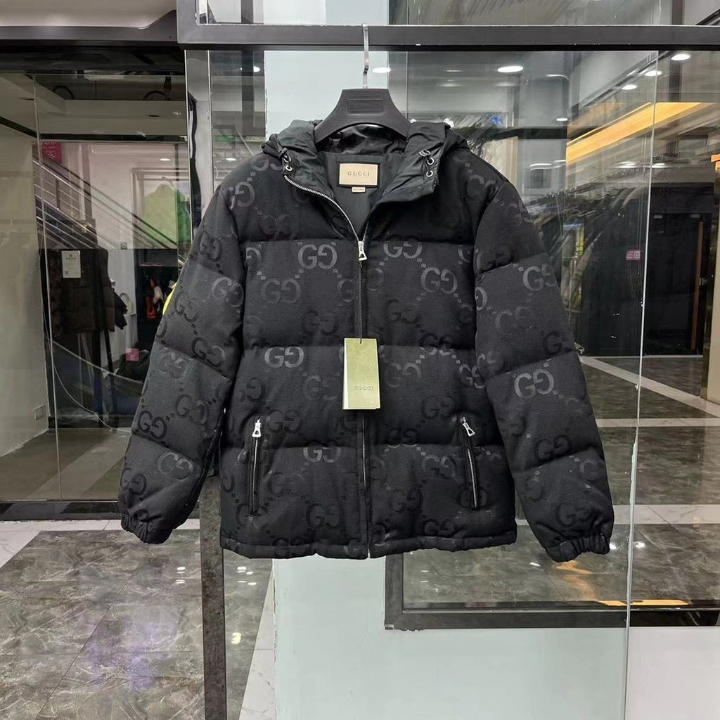 GUCCI Hooded Tonal Monogram Puffer Jacket — hang_tag