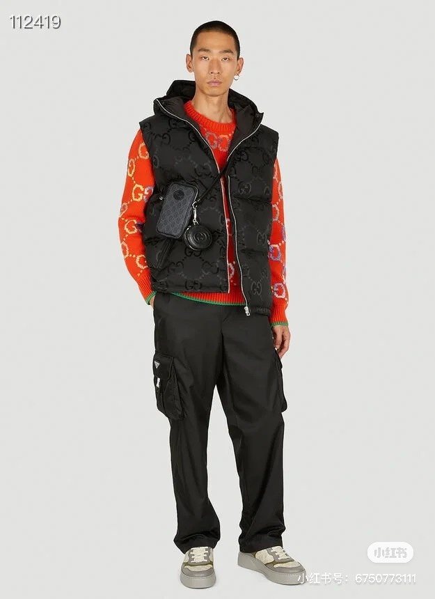 Gucci Black Tonal Monogram Down Vest — context