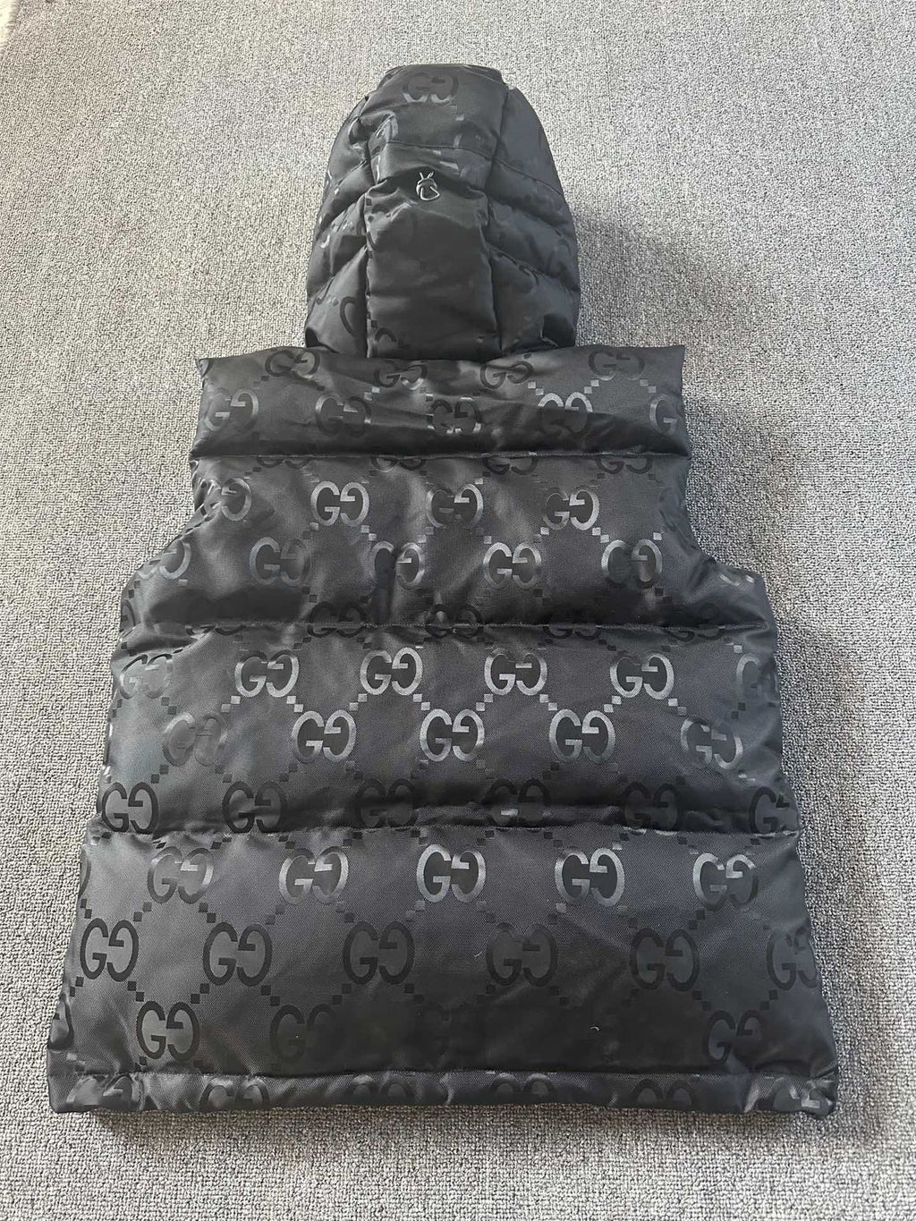 Gucci Black Tonal Monogram Down Vest — back