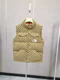GUCCI Brown Monogram Hooded Down Vest — front