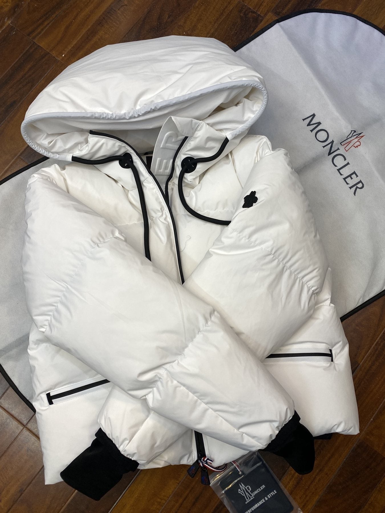 Moncler Cropped Hooded Puffer Coat — hang_tag