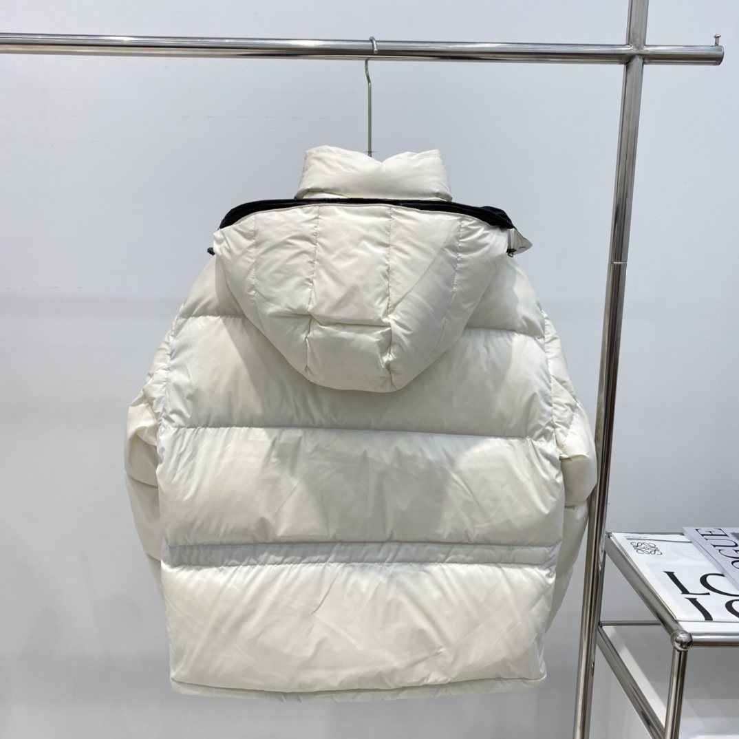 Moncler Contrast-Yoke Hooded Puffer Coat — back