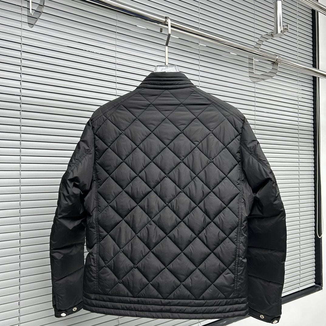 Moncler Diamond-Quilted Zip Coat — back