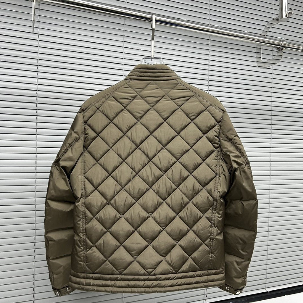 Moncler Diamond-Quilted Zip Coat — back