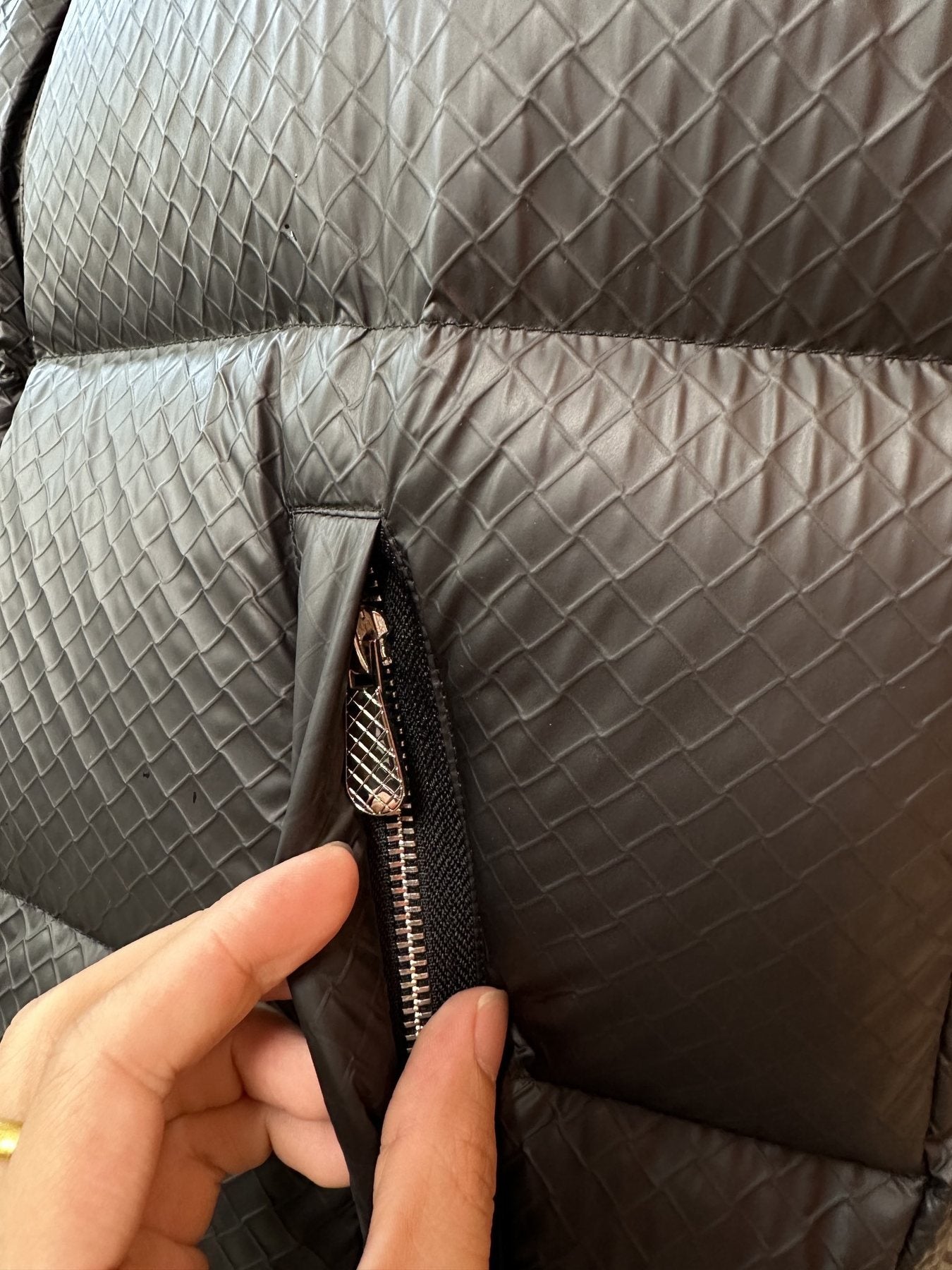Prada Quilted Zip-Front Down Vest — detail