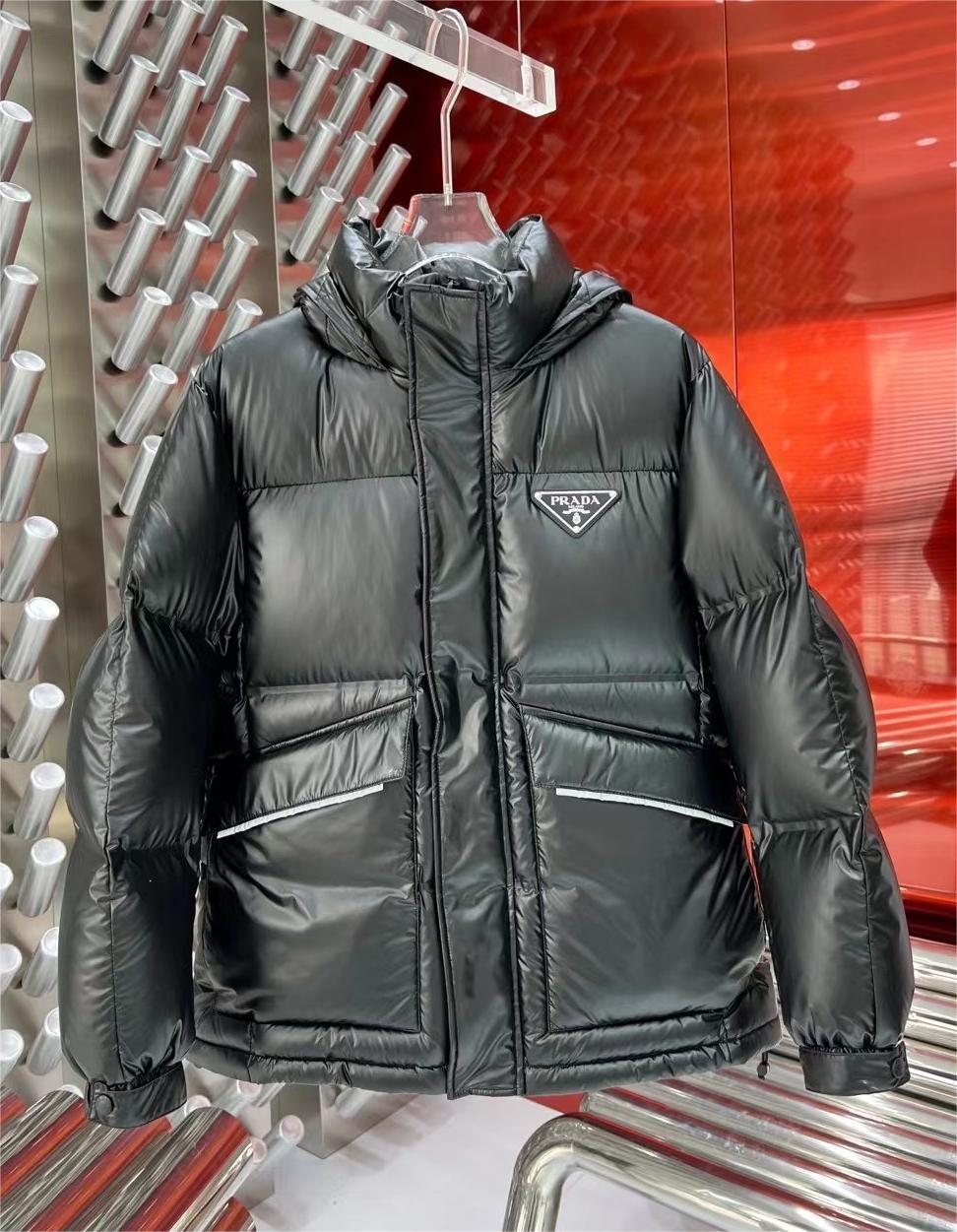 Prada Black Hooded Quilted Puffer Jacket — hero