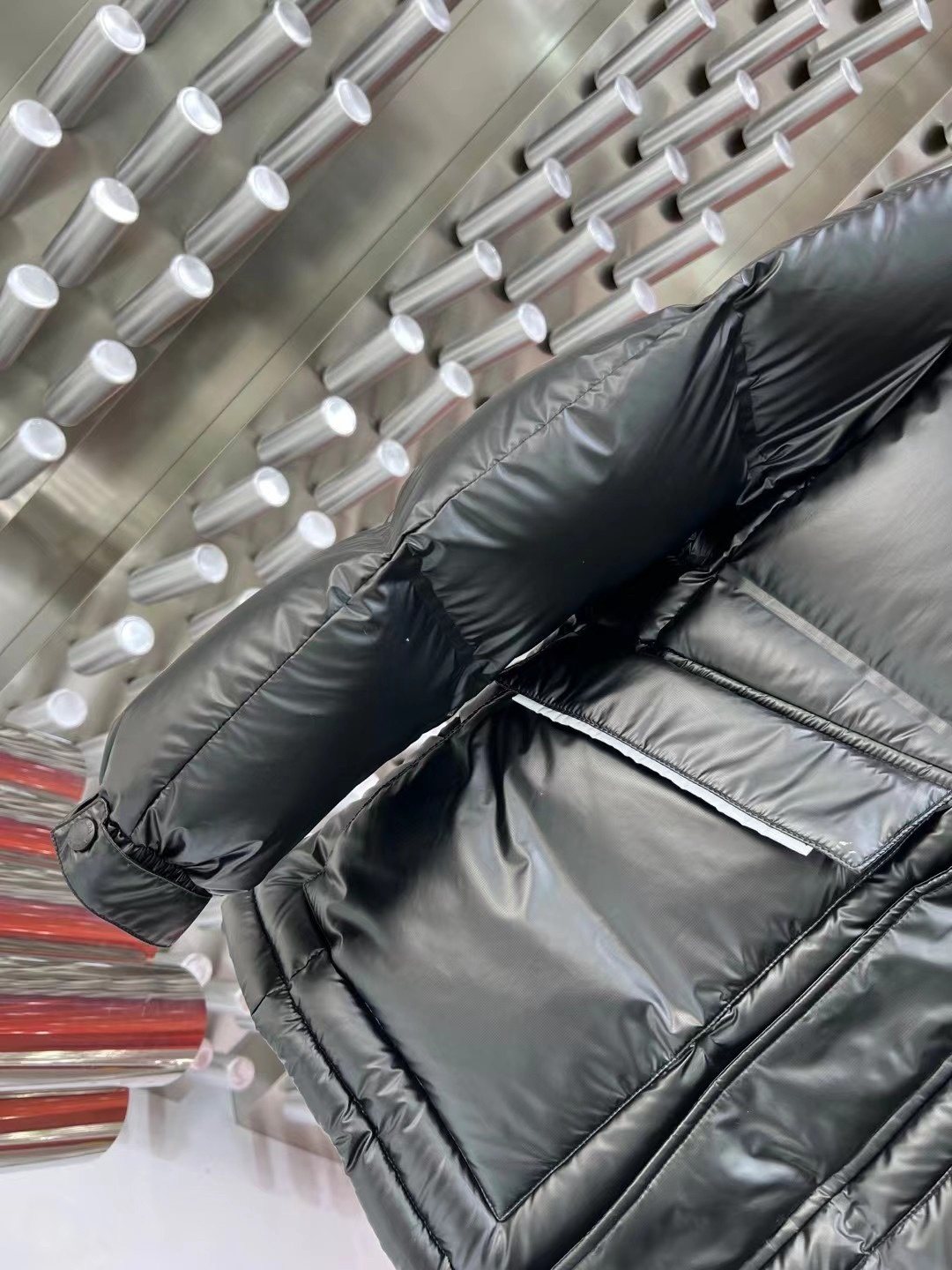 Prada Black Hooded Quilted Puffer Jacket — detail