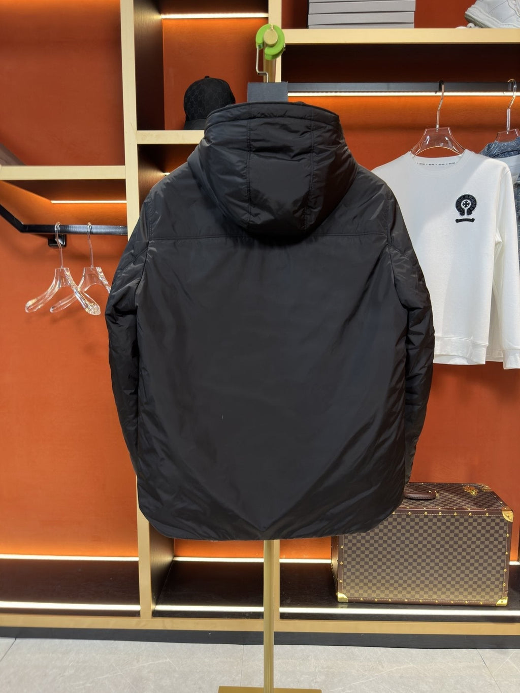 Prada Reversible Hooded Short Down Jacket — back