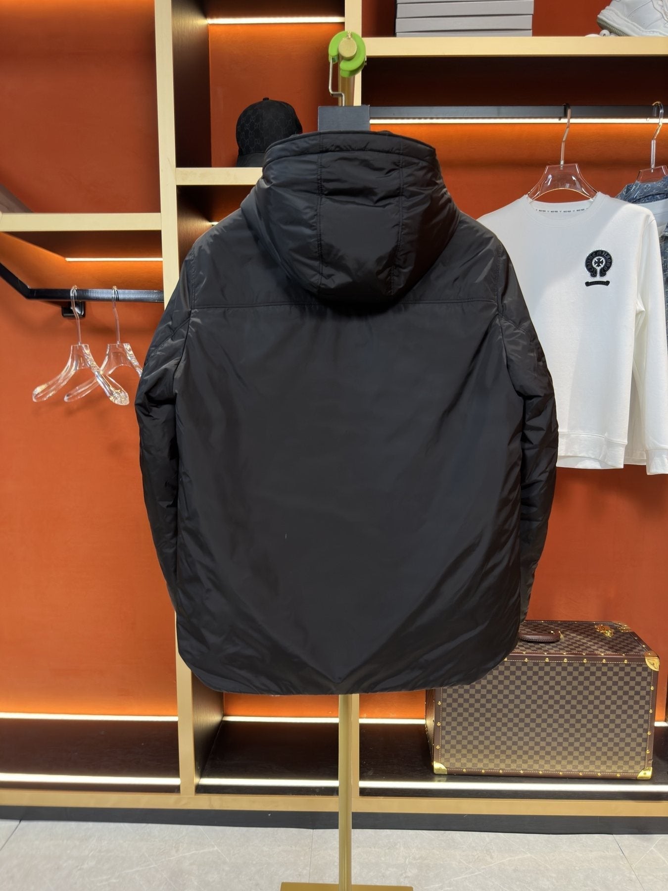 Prada Reversible Hooded Short Down Jacket — back