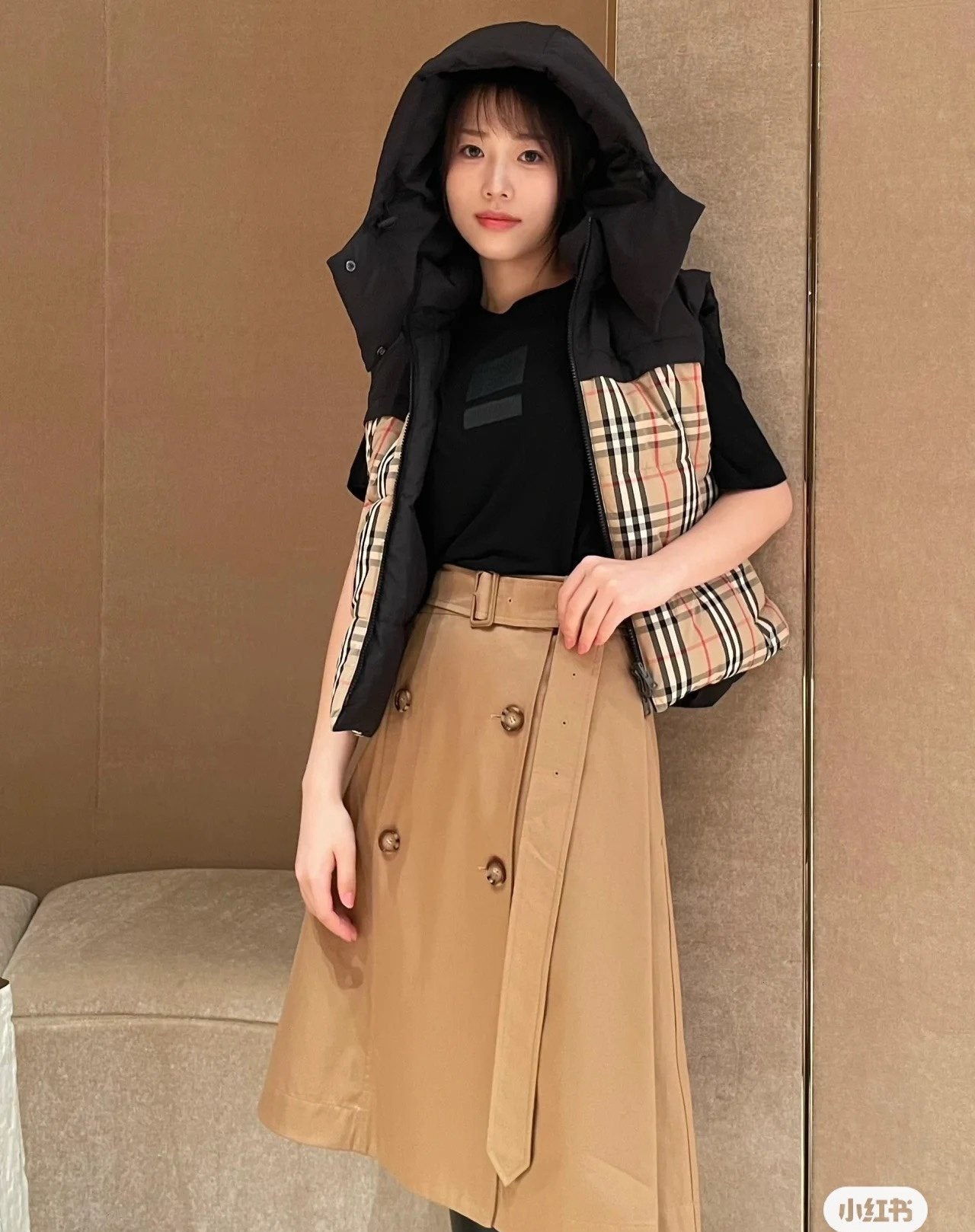 Burberry Reversible Check Hooded Down Vest — context