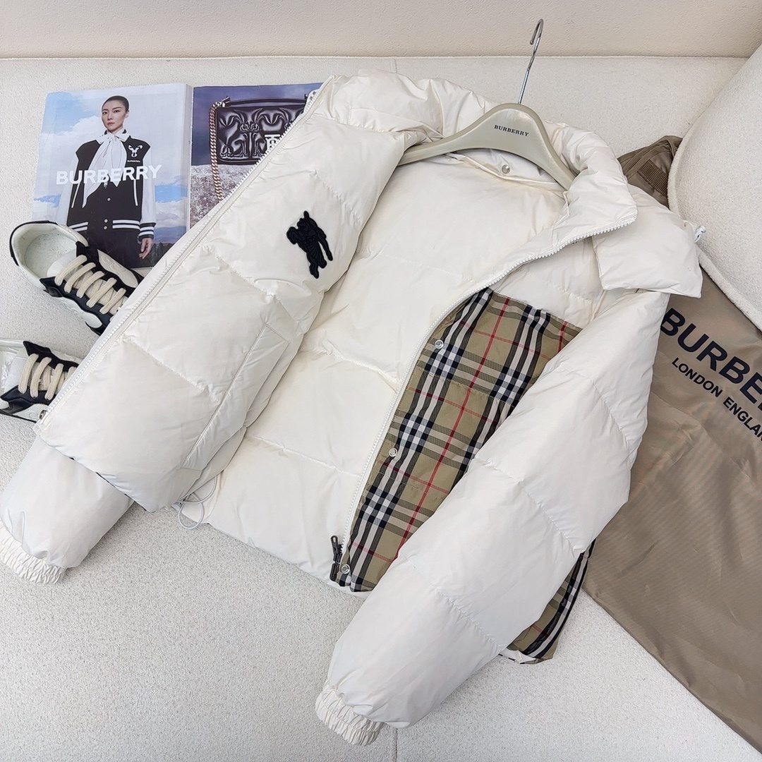 Burberry Checked-Panel Hooded Puffer Jacket — front