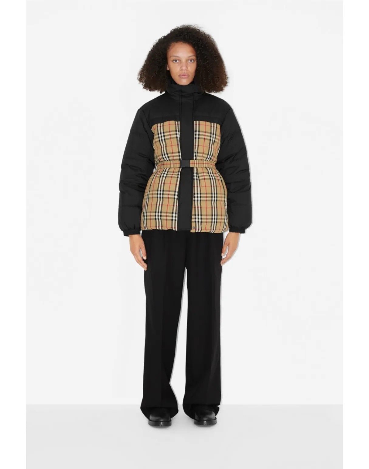 Burberry Reversible Black / Beige Check Puffer Jacket — hero