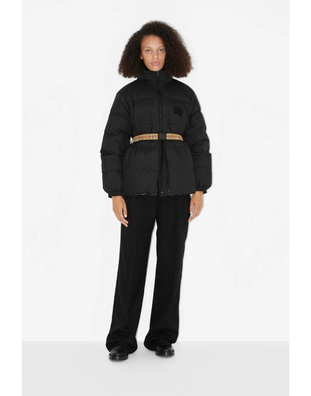 Burberry Reversible Black / Beige Check Puffer Jacket — front