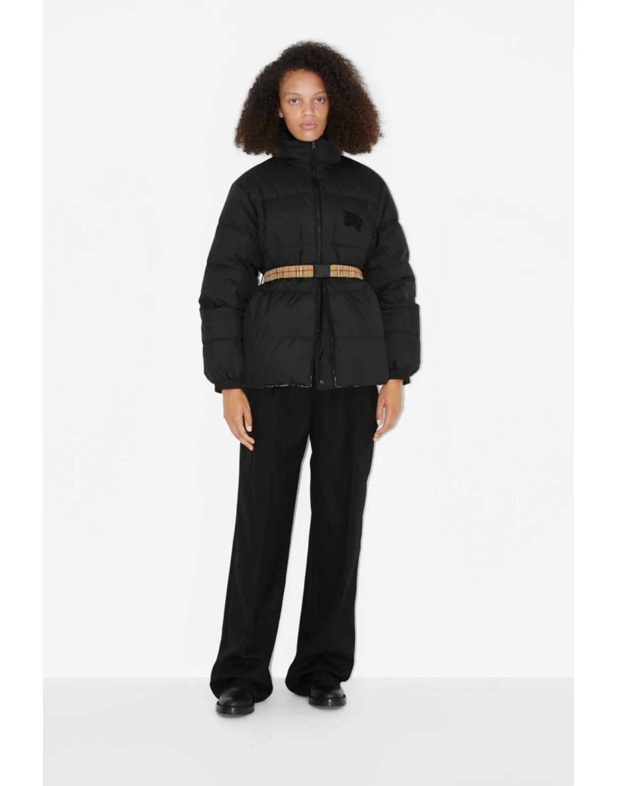 Burberry Reversible Black / Beige Check Puffer Jacket — front