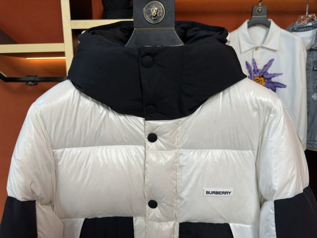 Burberry Hooded Color-Block Puffer Jacket — detail