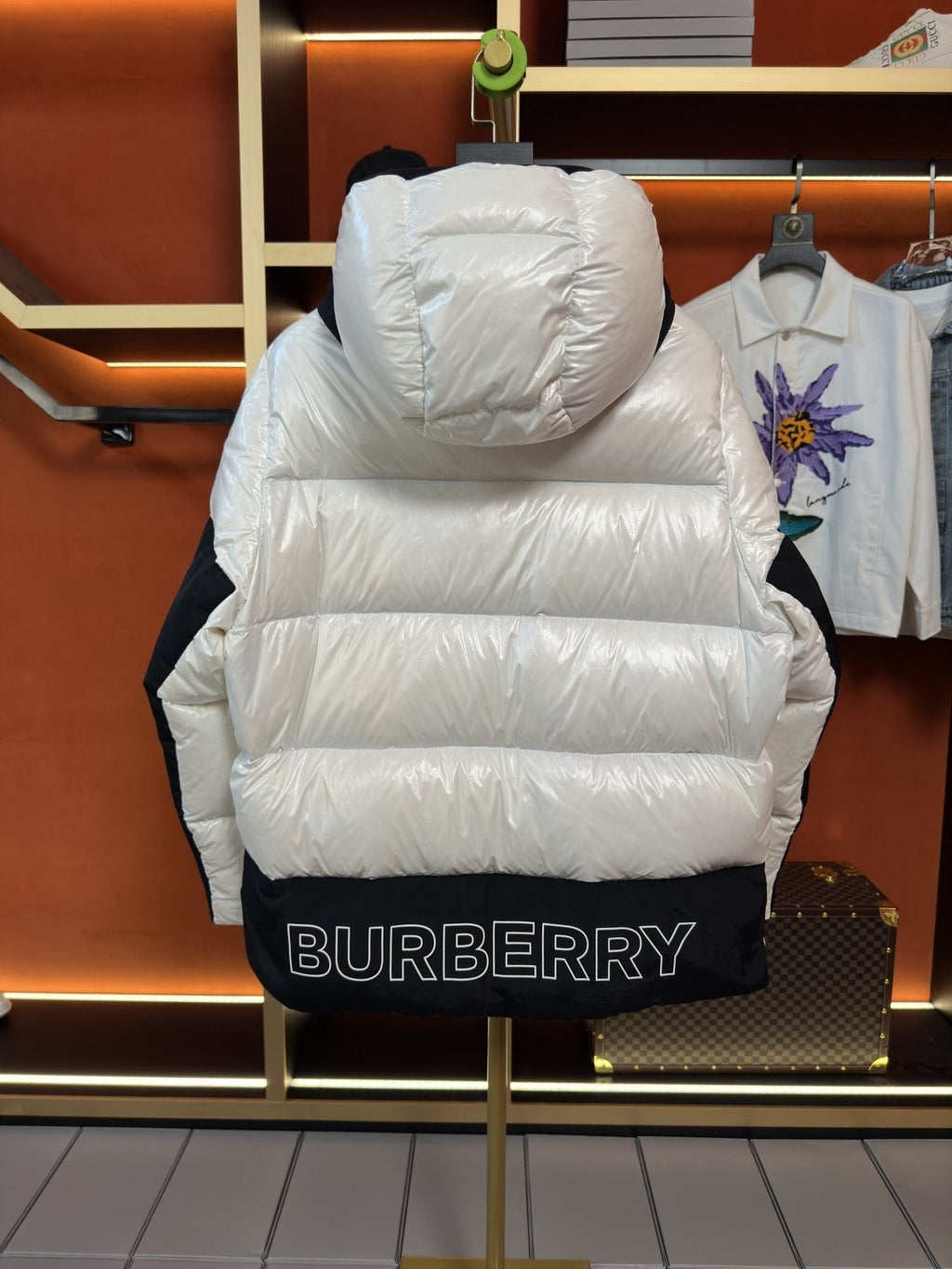 Burberry Hooded Color-Block Puffer Jacket — back