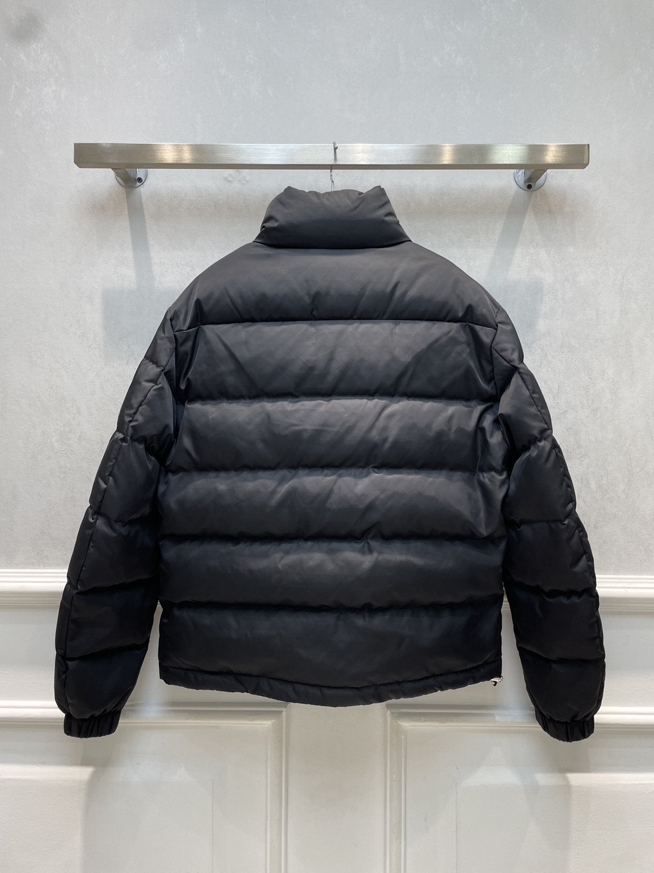 Prada Black Quilted Logo Puffer Jacket — back