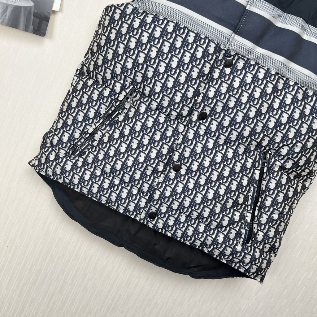 Dior Reversible Navy Quilted Down Vest — detail