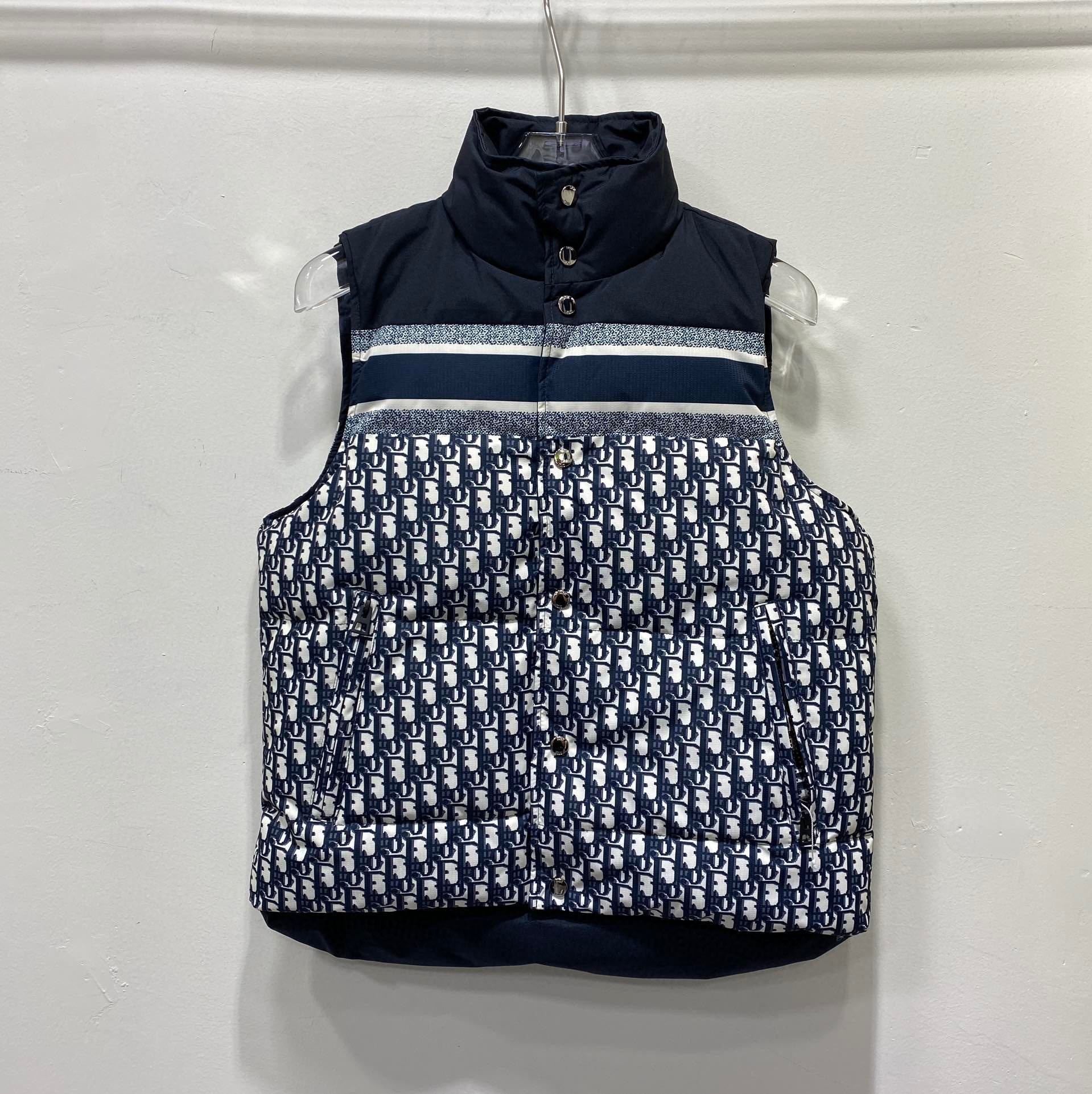 Dior Reversible Navy Quilted Down Vest — hero