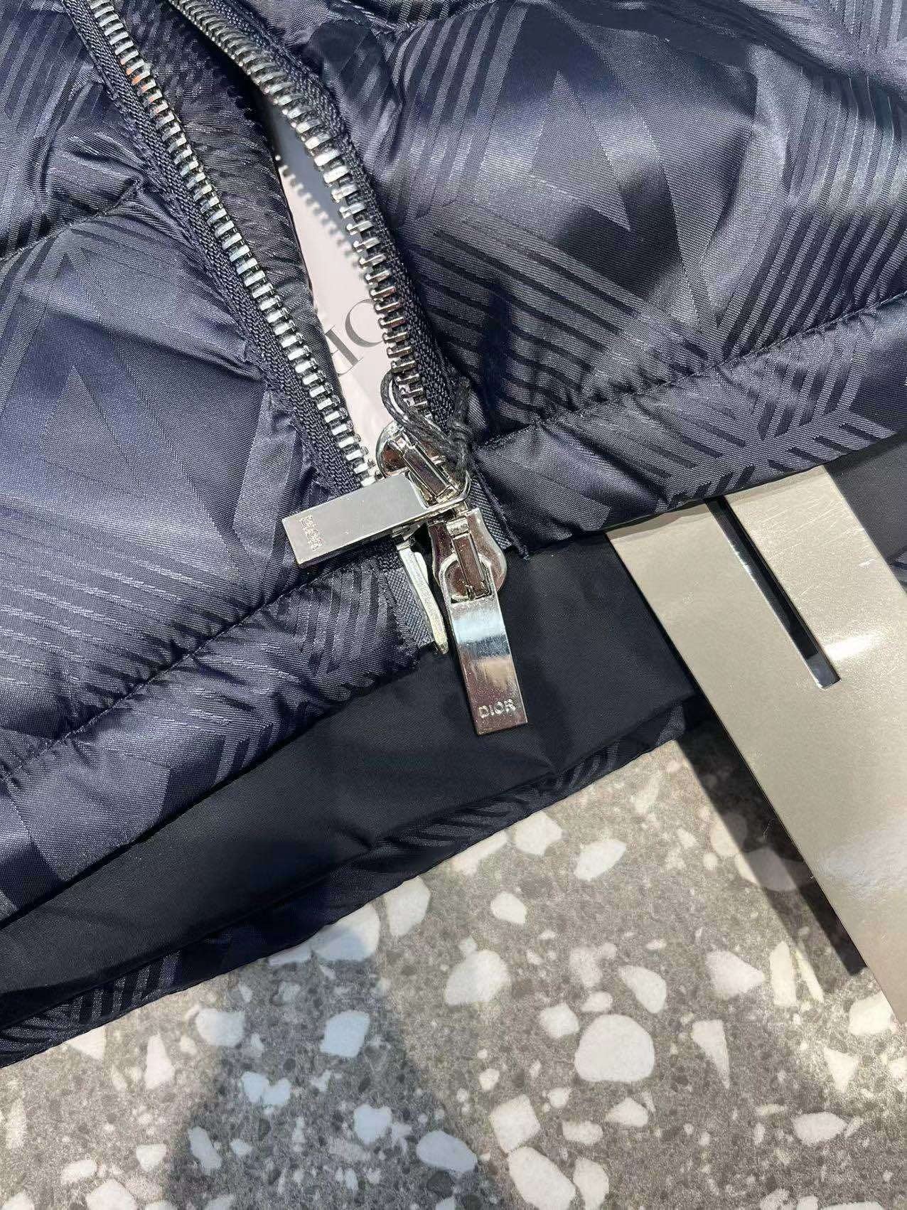 Dior Black Geometric Quilted Down Vest — detail