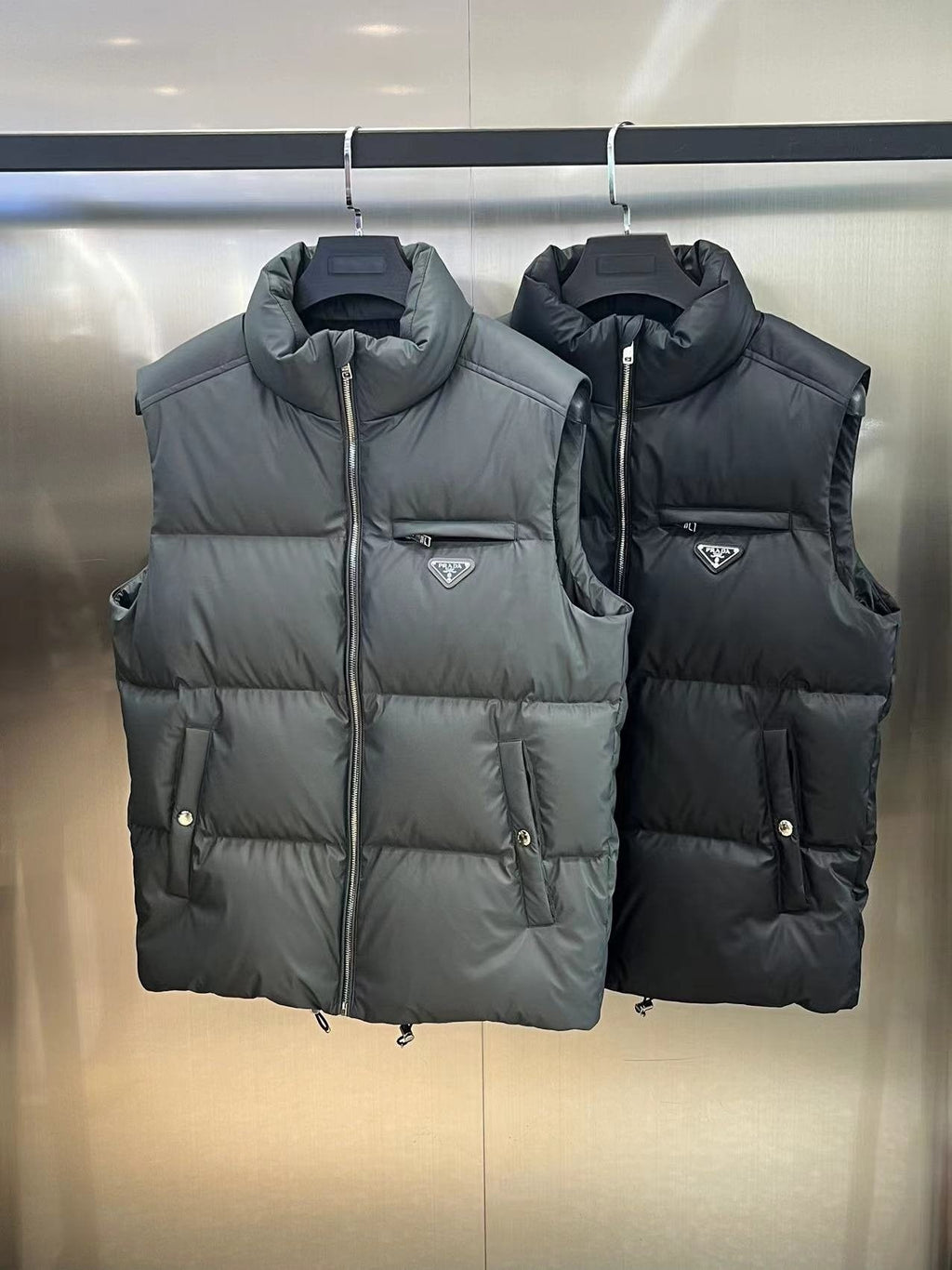 Prada Triangle Badge Padded Vest — comparison