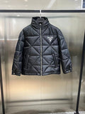 Prada Men's Black Diamond-Quilted Hooded Puffer Jacket — hero