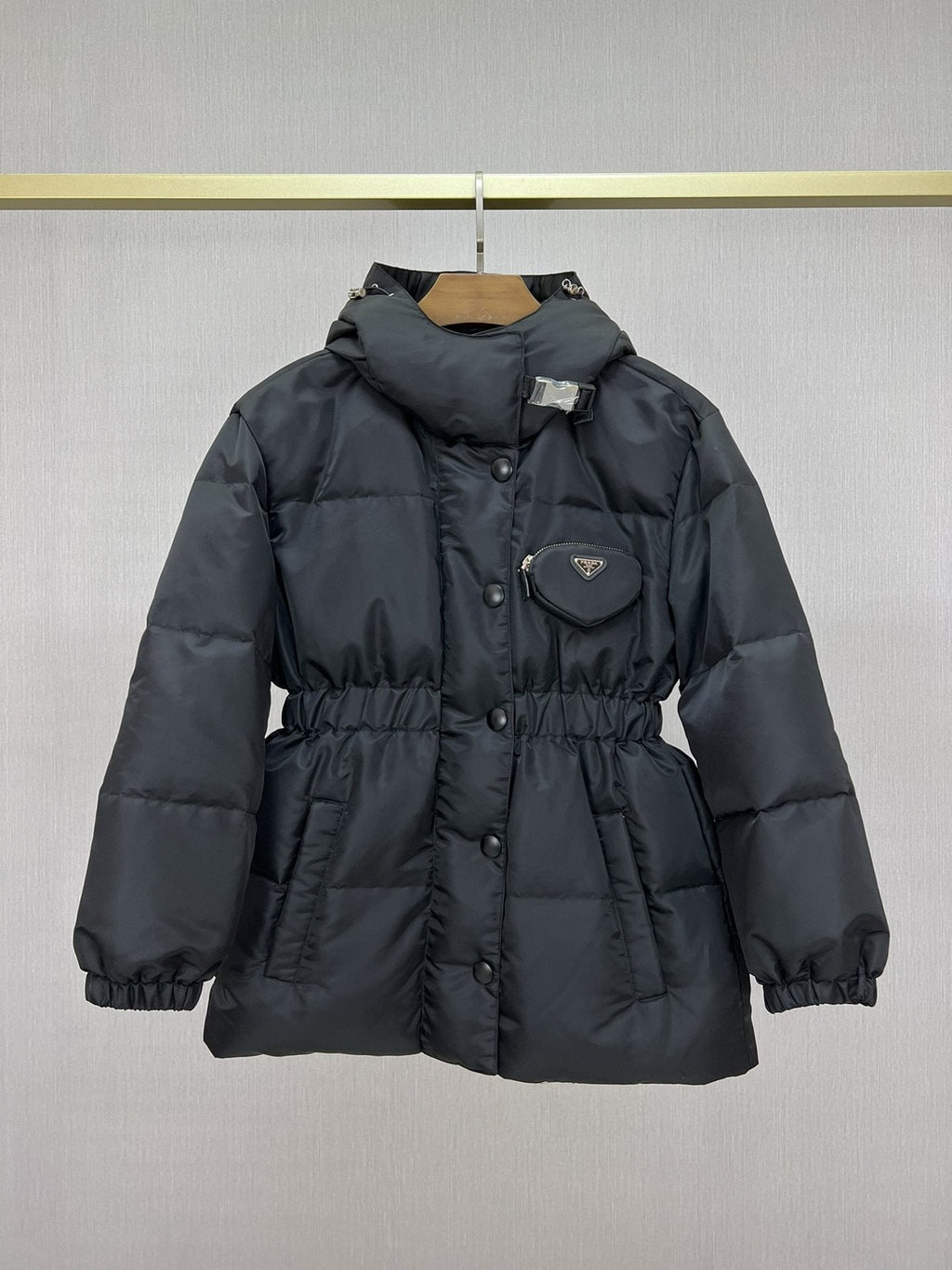 Prada Hooded Gathered-Waist Puffer Jacket — hero