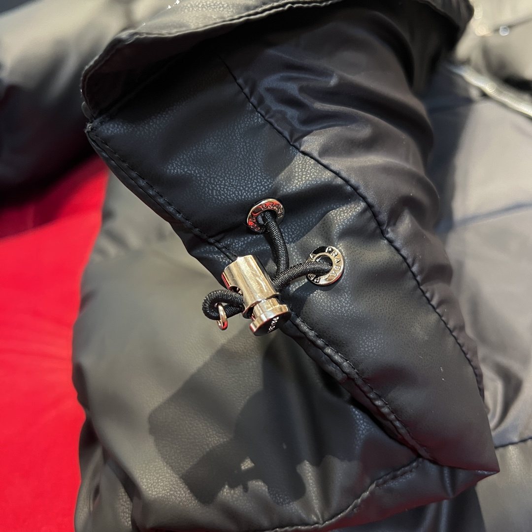 Prada Quilted Stand-Collar Puffer Jacket — detail