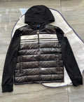 Moncler Hooded Knit-Sleeve Puffer Jacket — front