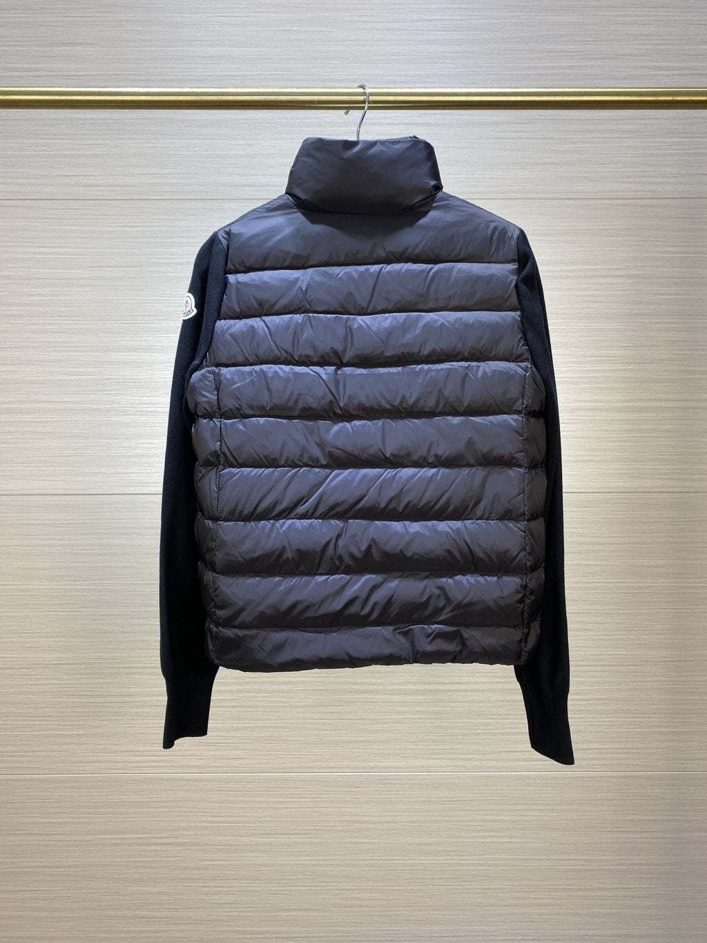 Moncler Women's Knit-Sleeve Hybrid Puffer Jacket — back