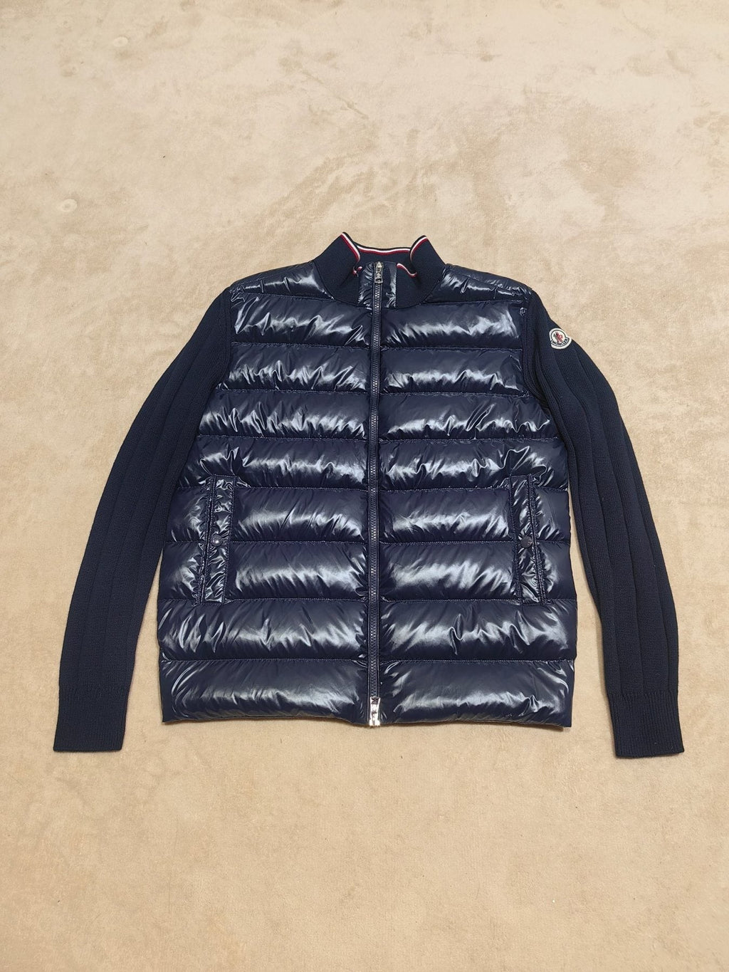Moncler Quilted Knit-Sleeve Jacket — front