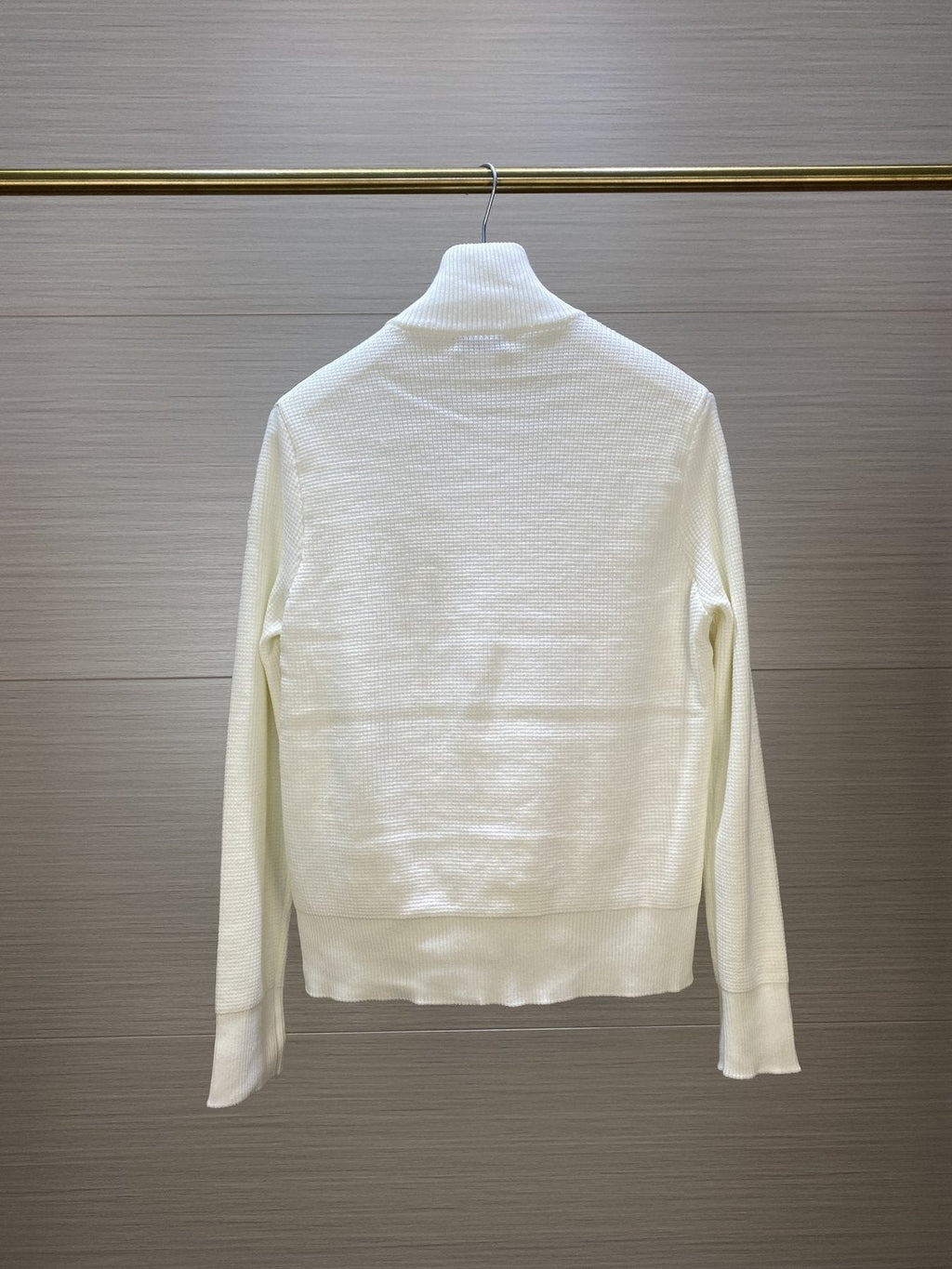 Moncler Quilted Front Knit Sleeve Zip Jacket — back