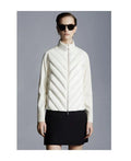 Moncler Knit-Sleeve Chevron Quilted Down Jacket — hero