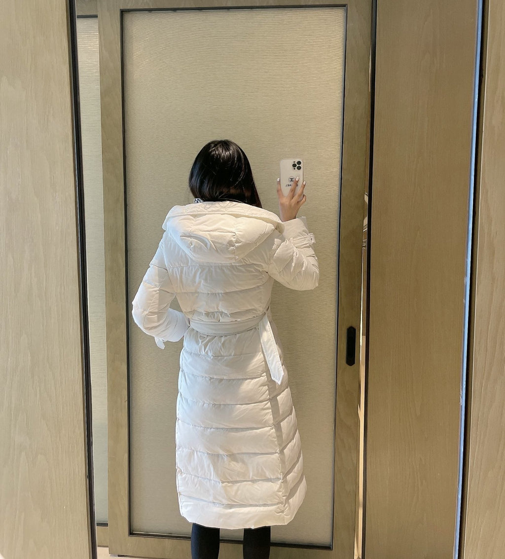 Burberry Belted Double-Breasted Long Down Jacket — back