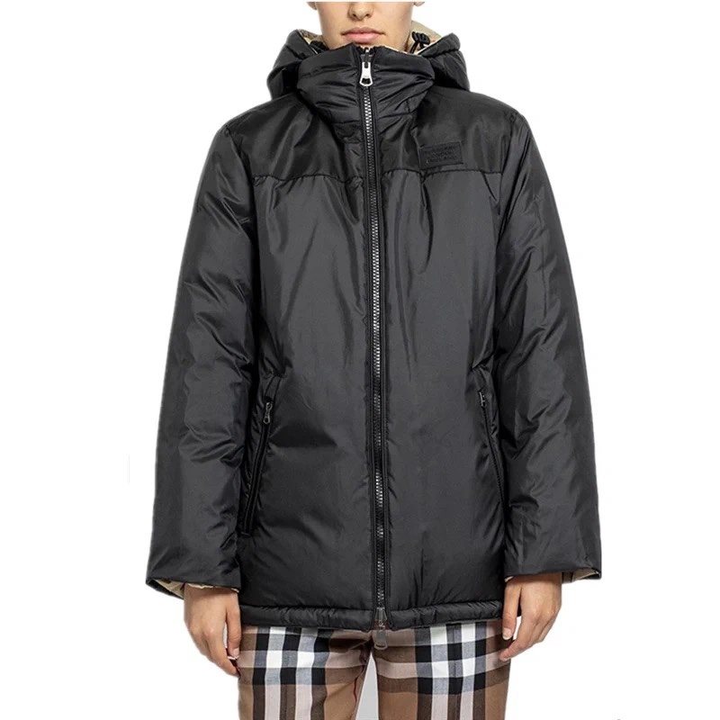Burberry Black Hooded Puffer Jacket — front